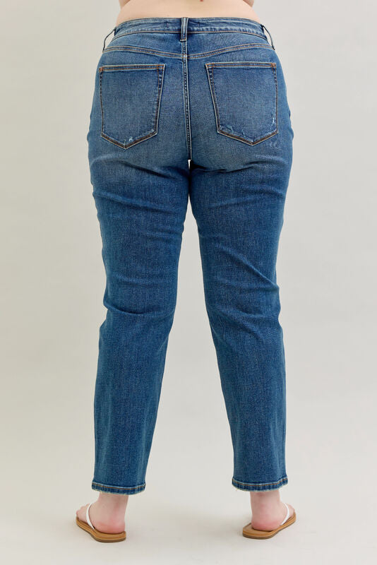 High Waist Straight Fit Mid Wash