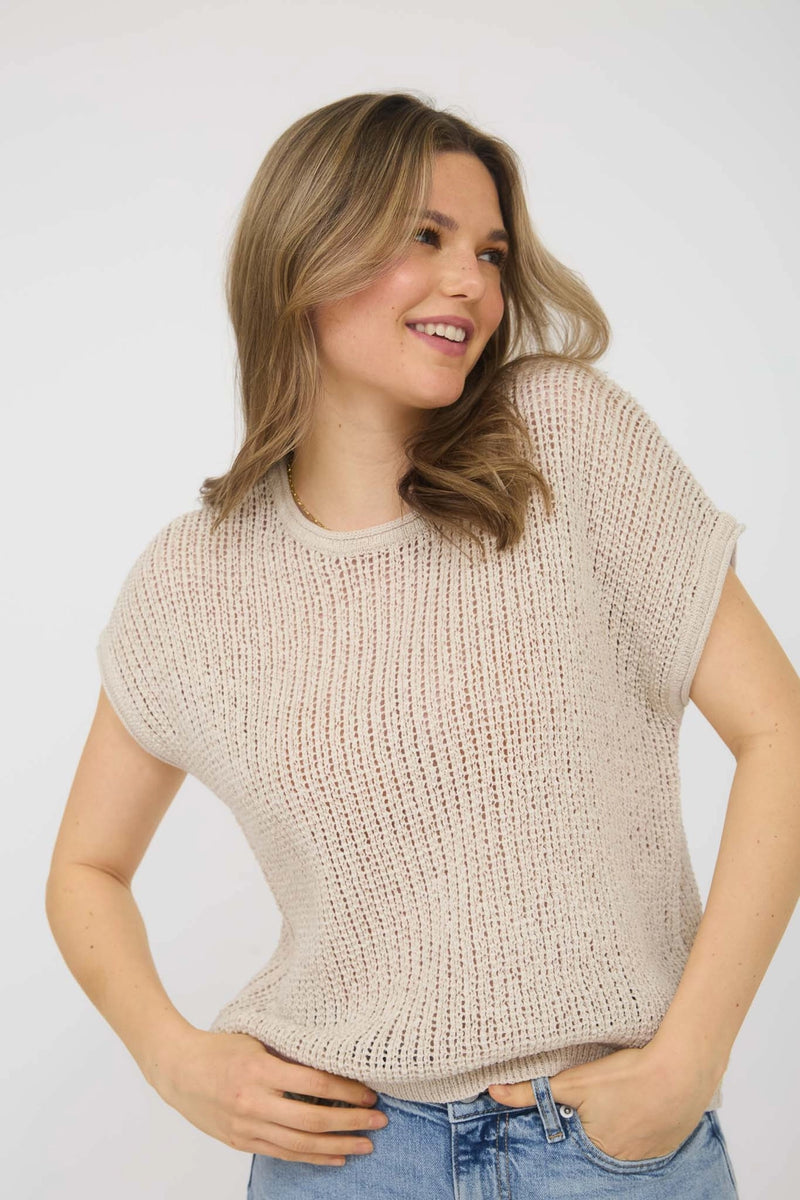 Crochet Knit Pullover - Natural