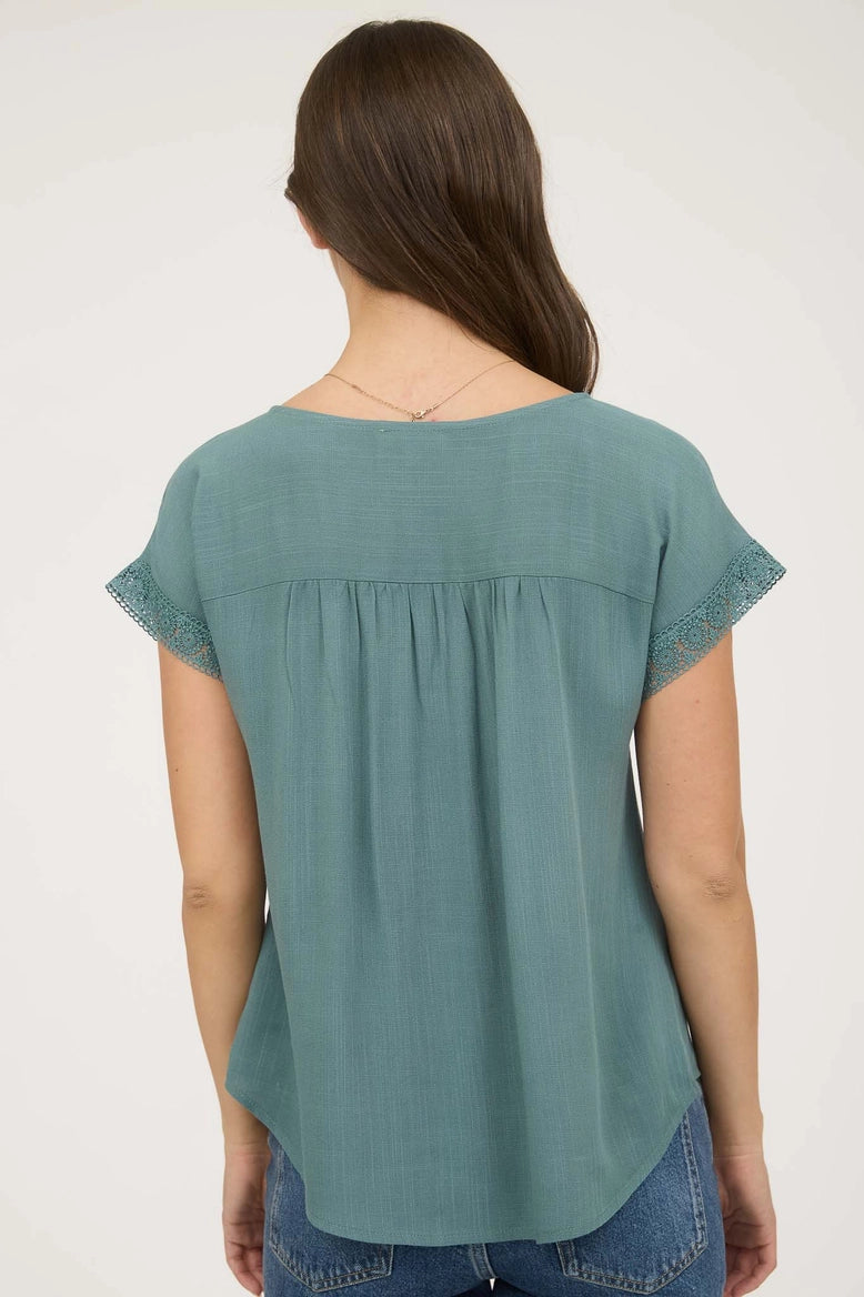 Lace Trim Yoke Top