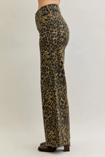 High Waist Retro Wide Leopard Print