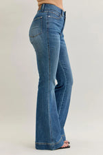 High Waist Petite Tummy Control Double Button Wide Leg