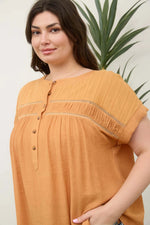 Eyelet Half Button Top