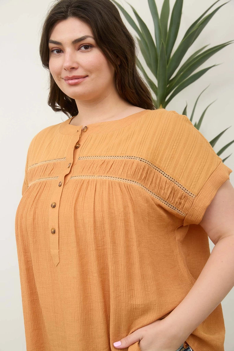 Eyelet Half Button Top