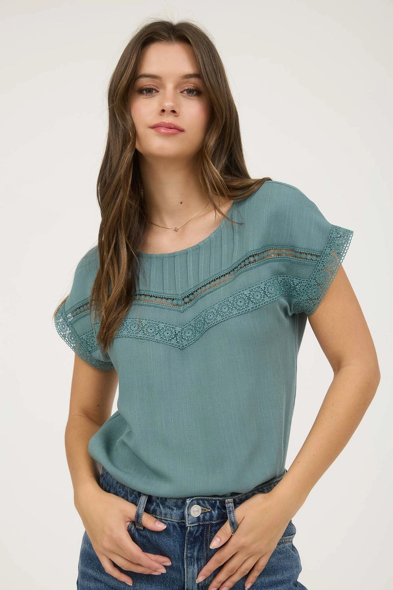 Lace Trim Yoke Top