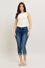 Dark Wash Cuffed Capri