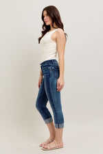 Dark Wash Cuffed Capri