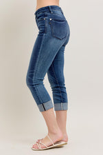 Dark Wash Cuffed Capri