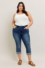 Dark Wash Cuffed Capri