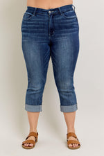 Dark Wash Cuffed Capri