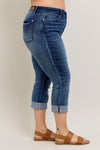 Dark Wash Cuffed Capri
