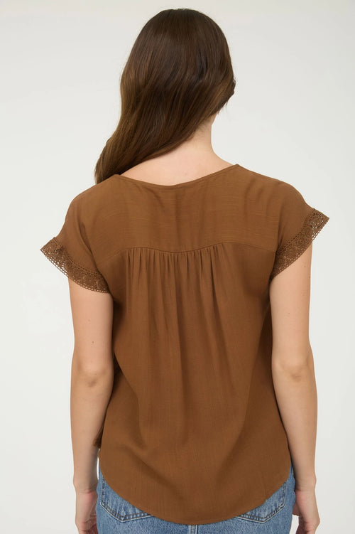 Lace Trim Yoke Top