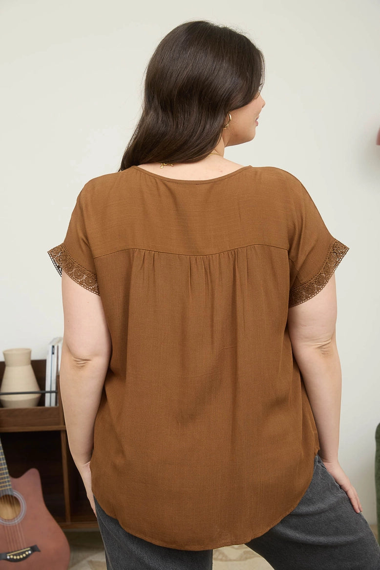 Lace Trim Yoke Top