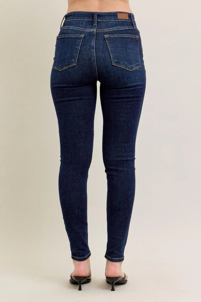 Hi Waist Skinny with Handsanding - Dark