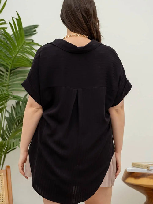 Short Sleeve Woven Top - Black