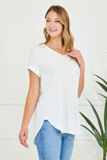 Ribbed Rolled Tee - Off White