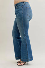High Waist Petite Tummy Control Double Button Wide Leg