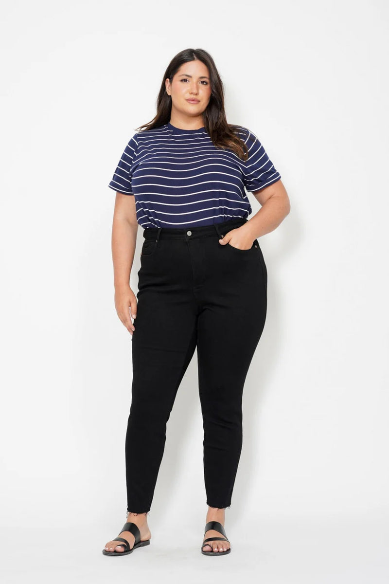 High Waist Tummy Control Shield Pockets Skinny - Black
