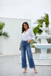 Wide Leg Folded Hem Bamboo Jeans