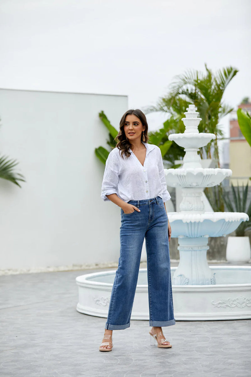 Folded Hem Wide Leg