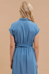 Chambray Collared Button Down Midi Dress