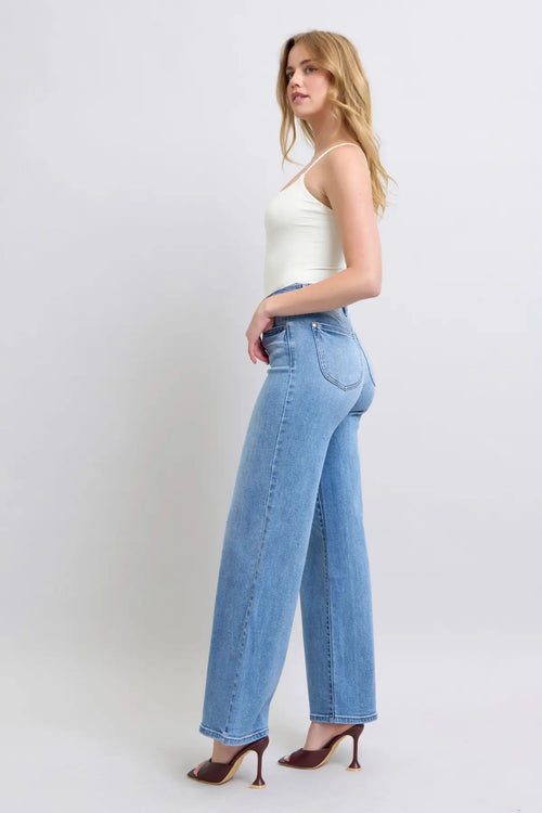 High Waist Vintage Wash Retro Wide Leg