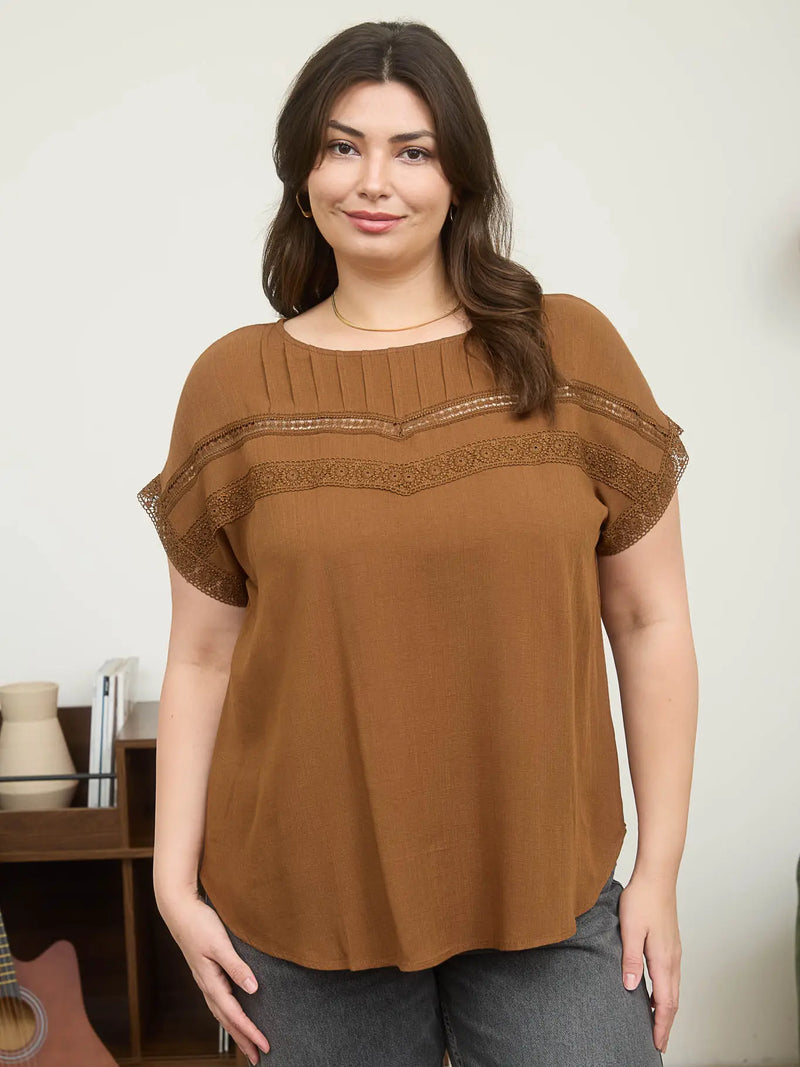 Lace Trim Yoke Top