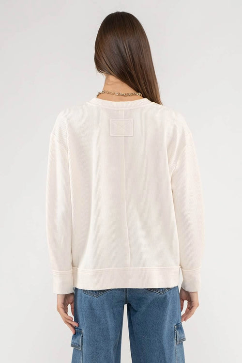 Raw Edge Knit Top - Cream