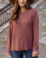 Heathered Waffle Knit Sweater