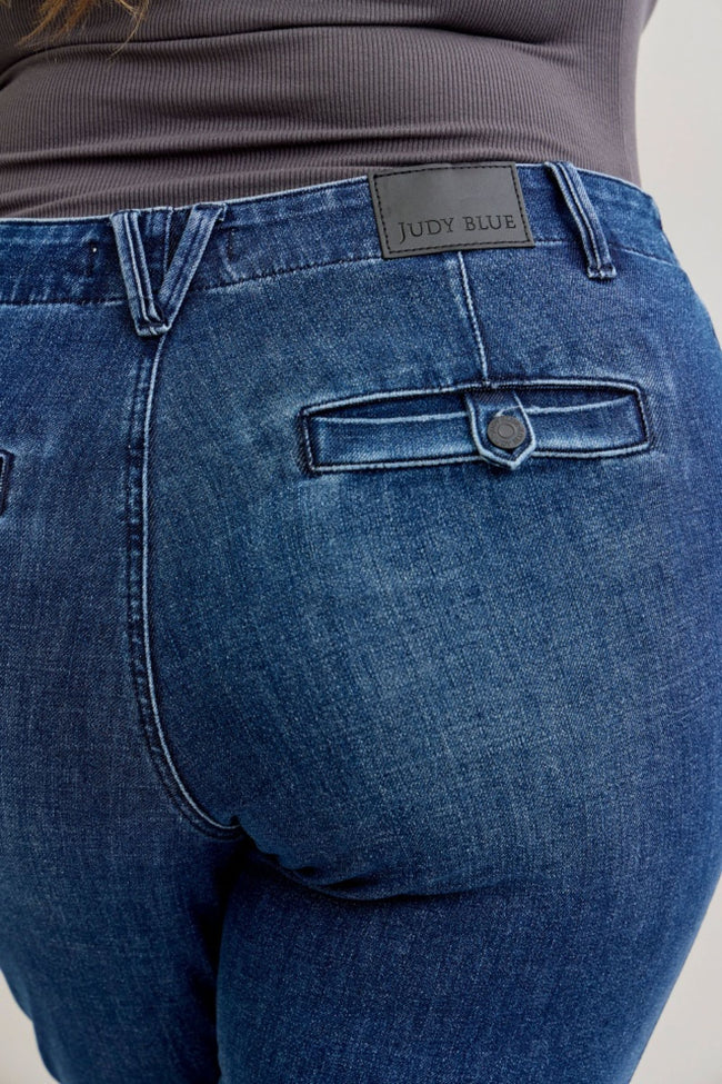 Mid Rise Trouser Bootcut with Welt Pockets and Tummy Control