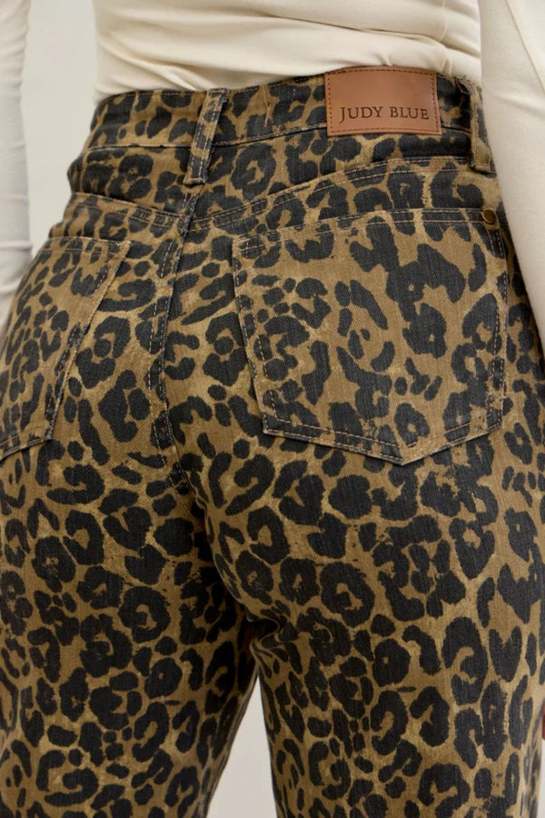 High Waist Retro Wide Leopard Print