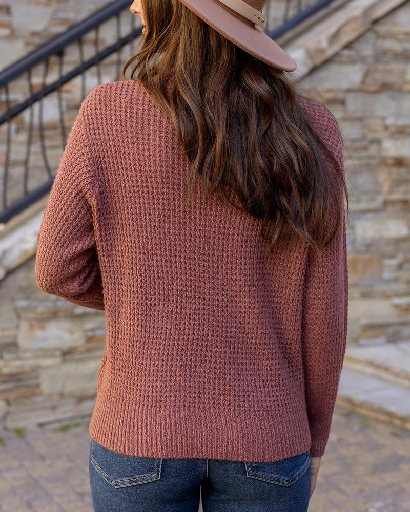 Heathered Waffle Knit Sweater