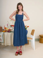 Denim Bow Midi Dress