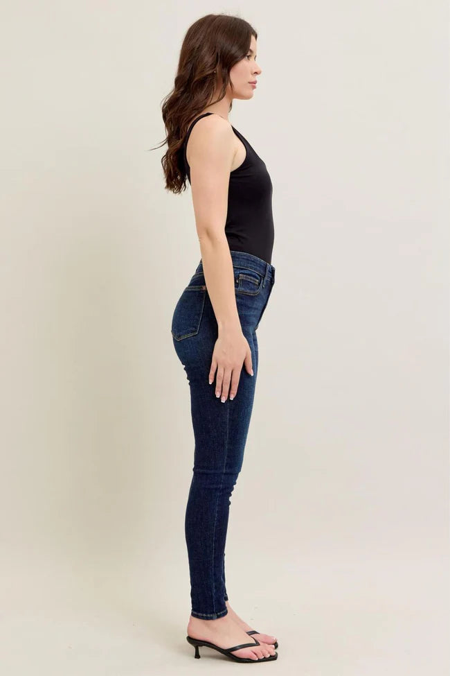 Hi Waist Skinny with Handsanding - Dark