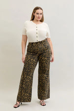 High Waist Retro Wide Leopard Print