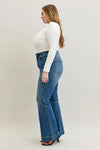 High Waist Petite Tummy Control Double Button Wide Leg