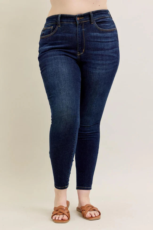 Hi Waist Skinny with Handsanding - Dark