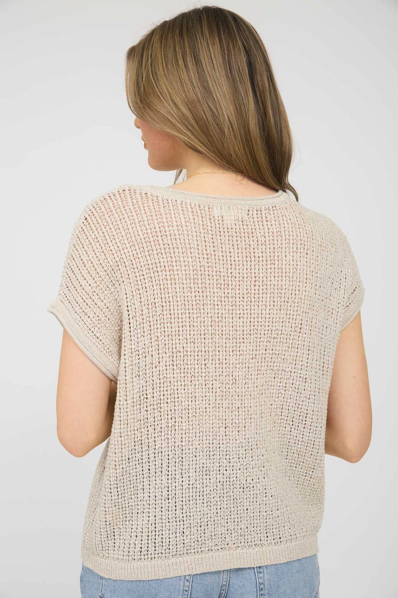 Crochet Knit Pullover - Natural