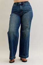 High Waist Tummy Control Retro Wide Leg with Front Welt Pockets