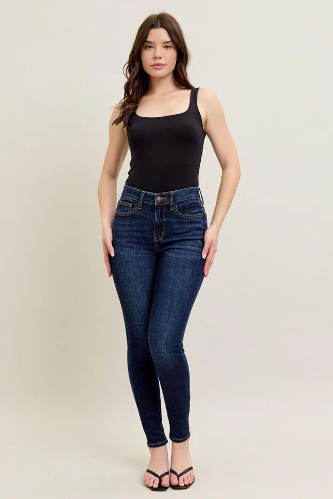 Hi Waist Skinny with Handsanding - Dark