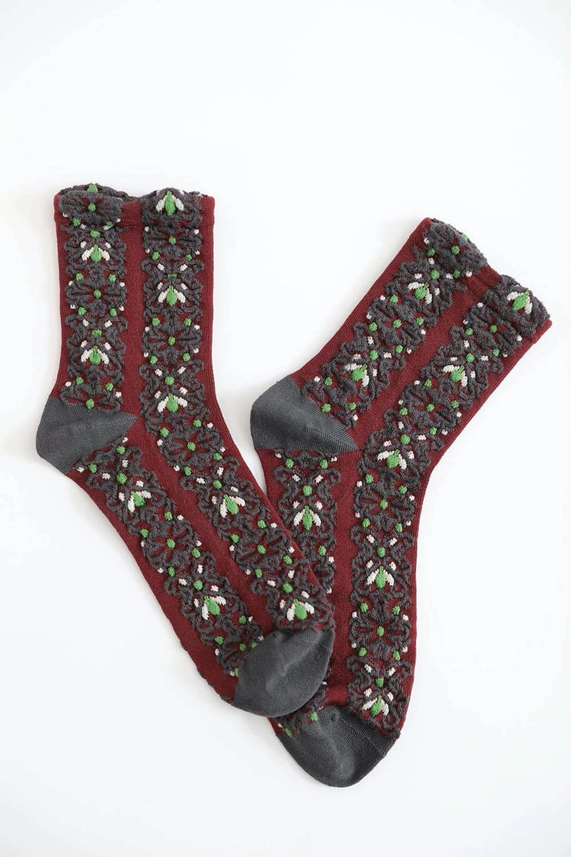 Embroidered Floral Socks