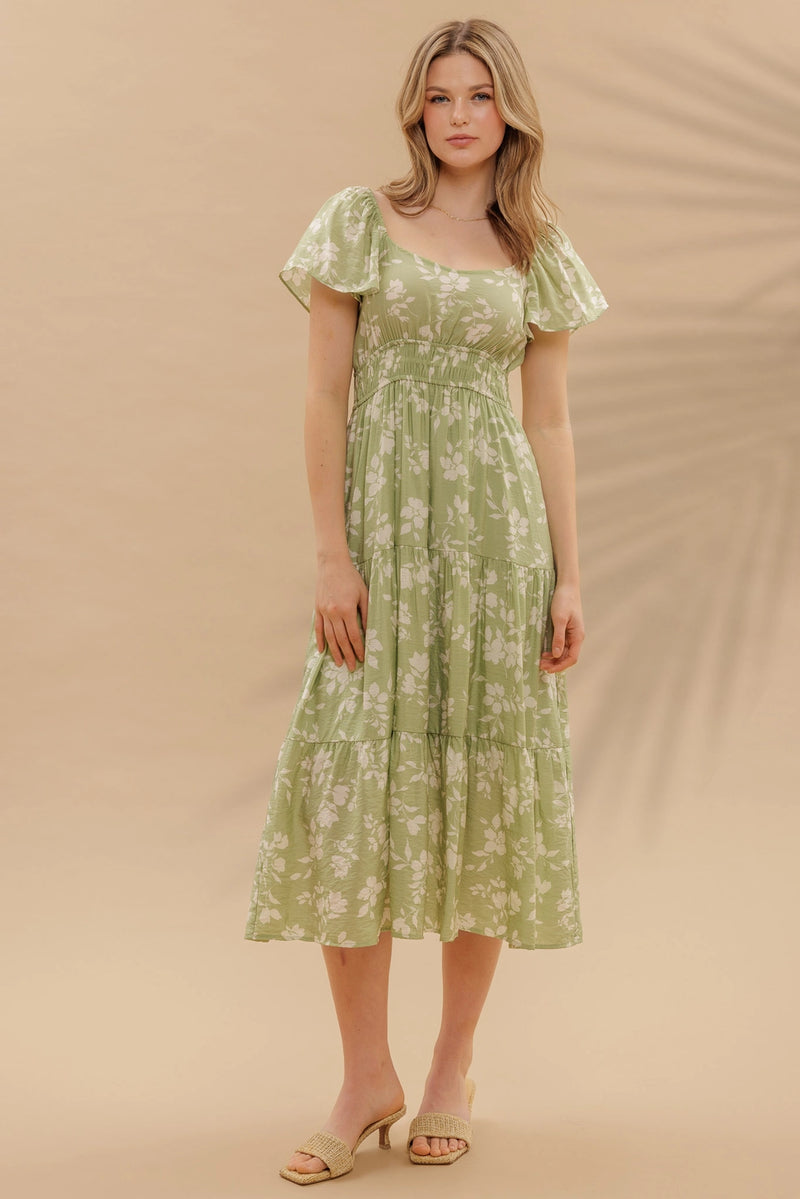 Flounce Midi Dress
