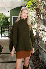 Turtleneck Ribbed Poncho