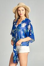 Floral Chiffon Tie Up Top