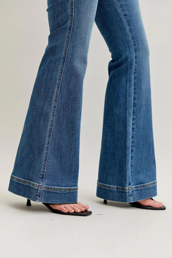 High Waist Petite Tummy Control Double Button Wide Leg