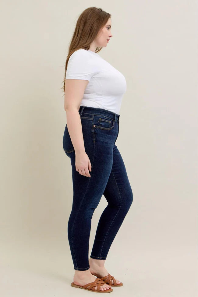 Hi Waist Skinny with Handsanding - Dark