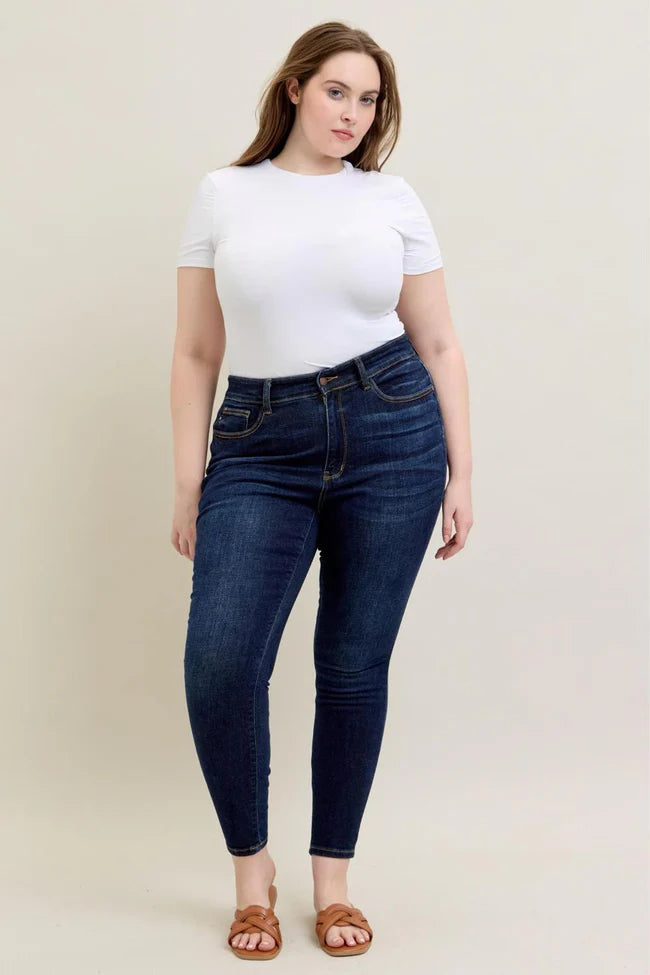 Hi Waist Skinny with Handsanding - Dark