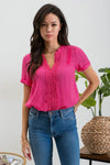 Floral Lace Woven Top - Fuchsia