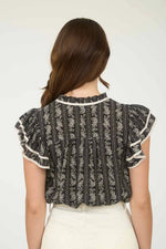 Floral Tie Front Ruffle Blouse