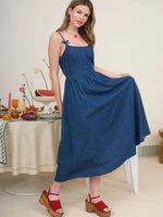 Denim Bow Midi Dress