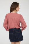Pleated Front Tie Blouse - Terracotta